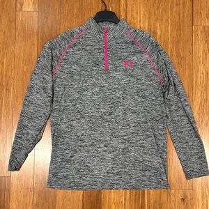 Under Armour Heathered Gray with Pink Accents Quarter Zip